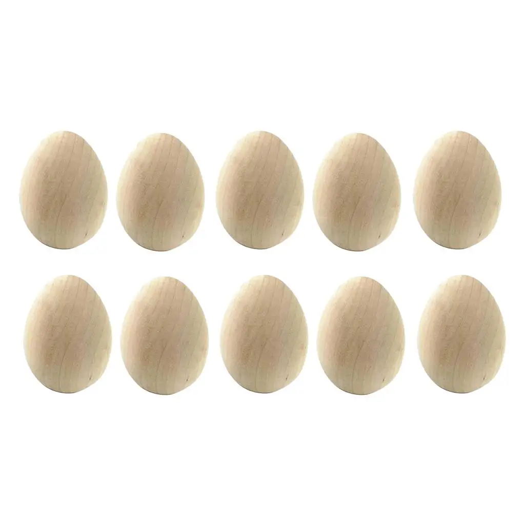 10 Pieces Wood Easter Egg Hand-Painted Eggshell Easter Decoration DIY Graffiti