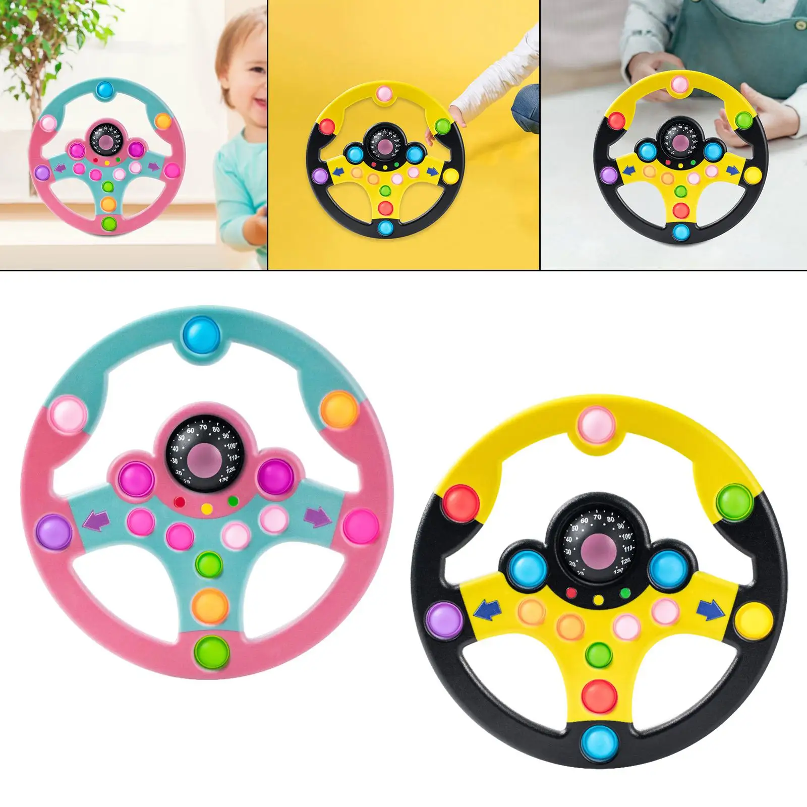 Plastic Simulation Steering Wheel Car Seat Toy,Fun Learning Toy Steering Wheel Pretend Play Toys for Children