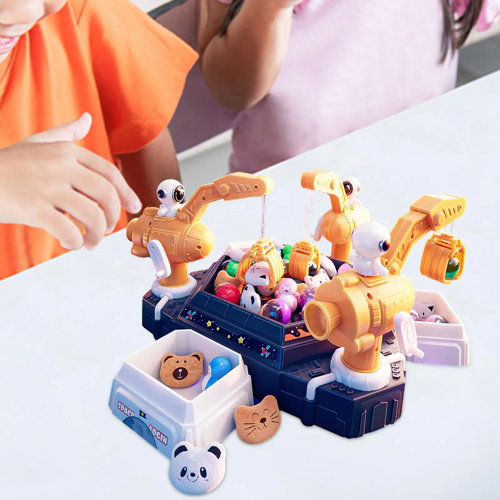 Claw Machine Arcade Game with 4 Mini Plush Dolls Capsules for Girls Boys