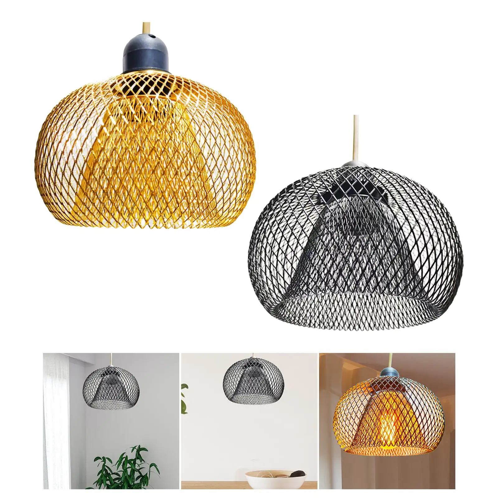 Metal Pendant Light Shades, Light Cover, Metal Wire Cage Lamp Guards for Home
