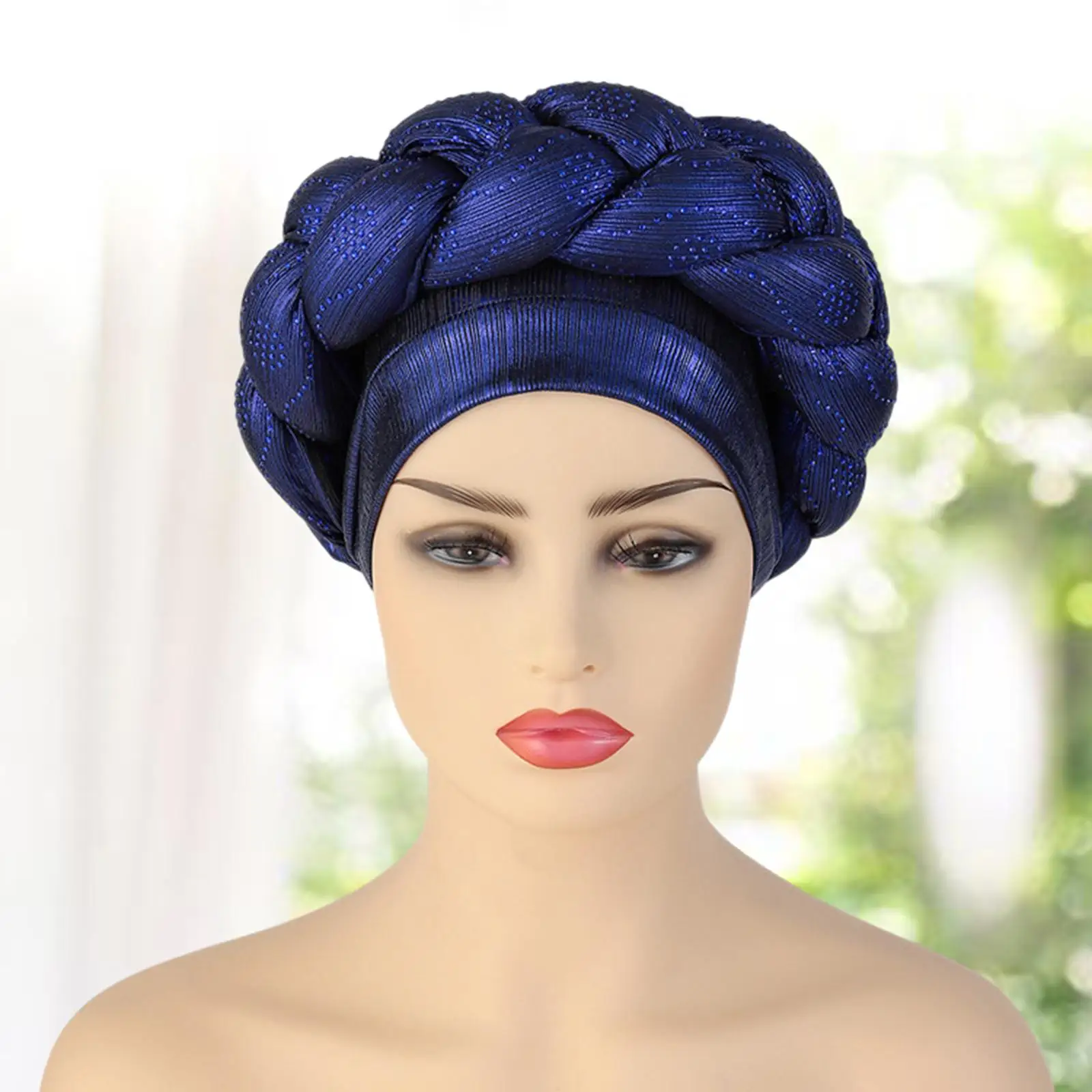 Women Beanie Cap Birthday Gift African Turban Head Wraps Bonnet Hijab Hat Rhinestones Head Scarf for Festival Lady Female Church