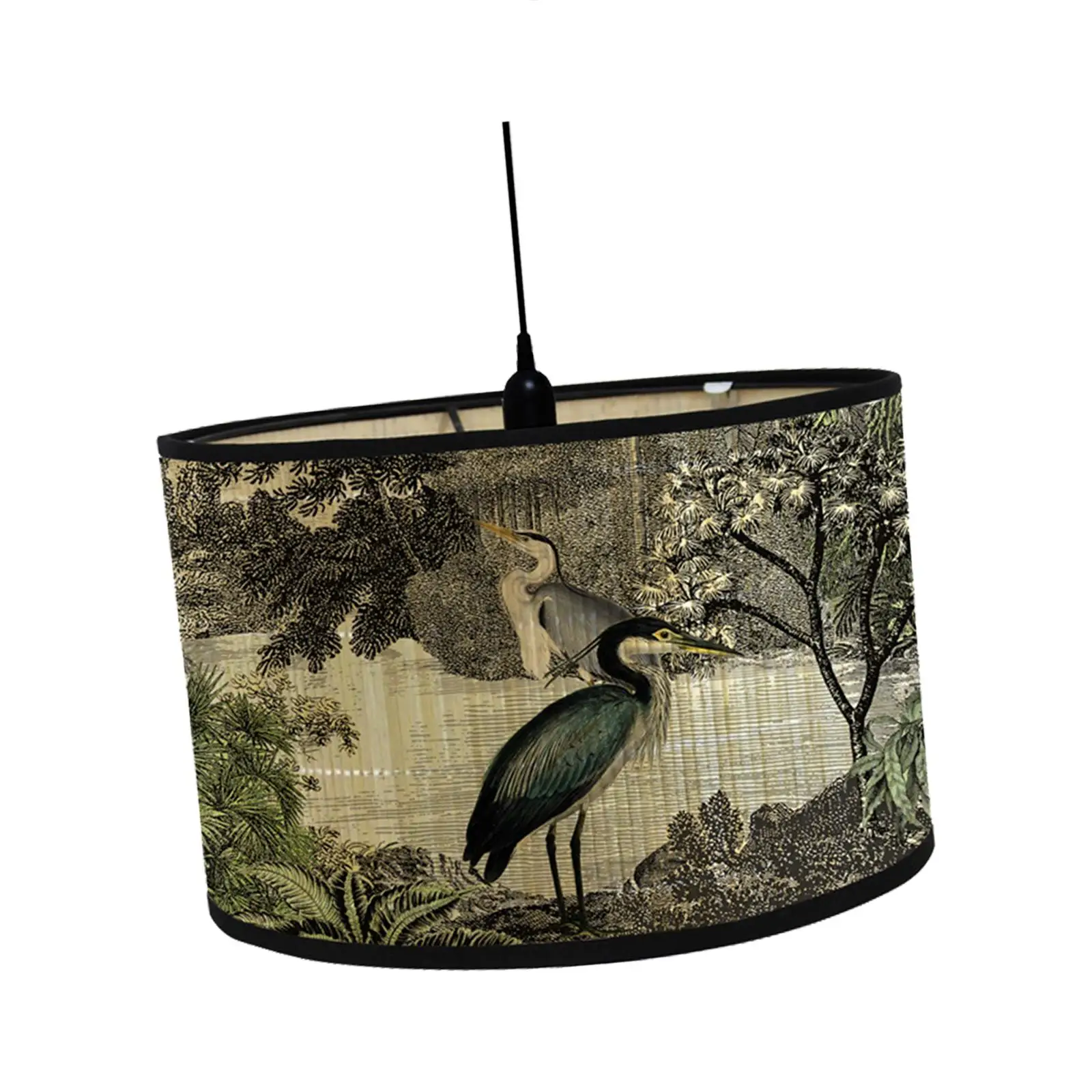 Drum Print Lamp Shade Light Cover 11.8x11.8x8 inch E27 Bamboo Lampshade Cover Drum Shaped Lamp Shades for Table Ceiling Floor