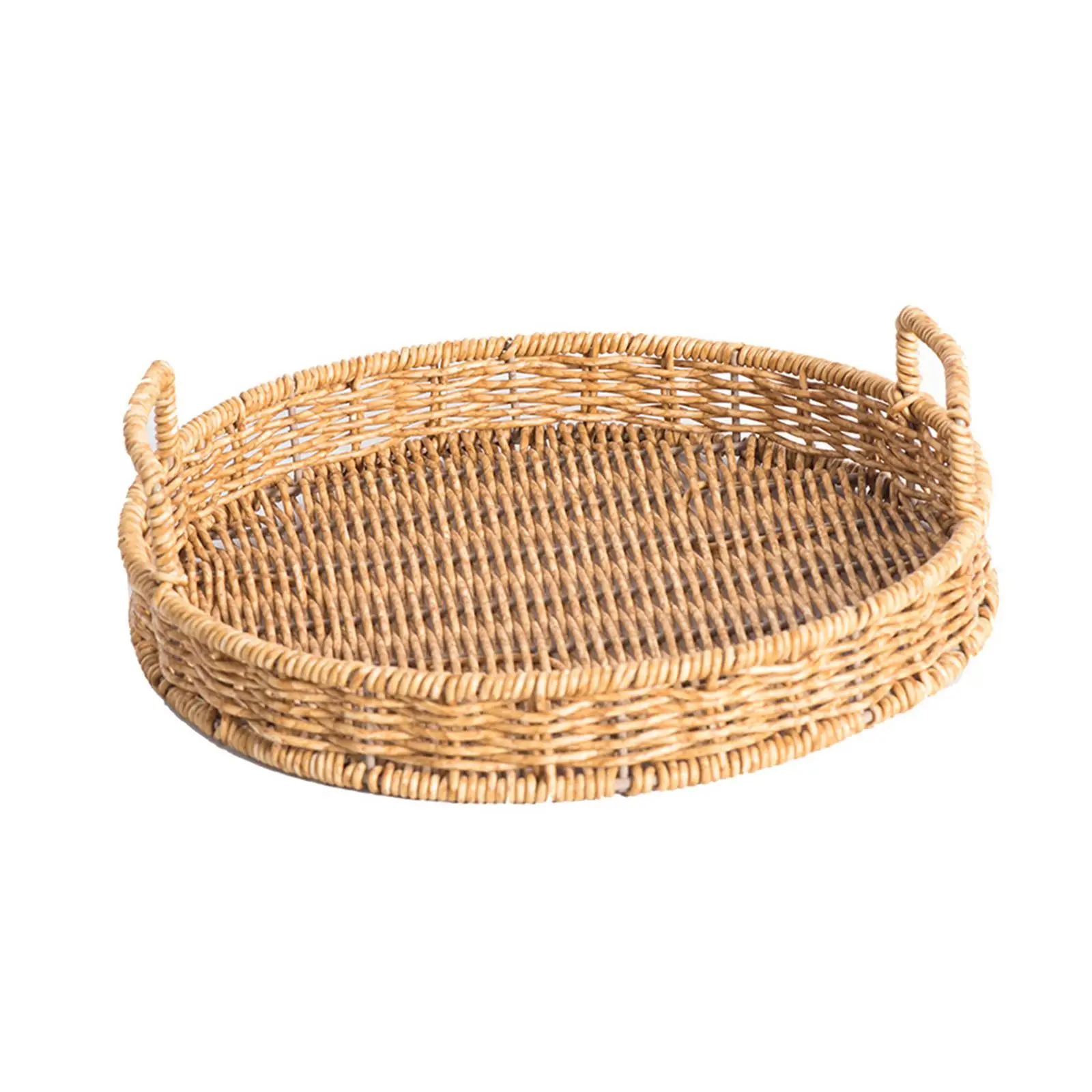 Bread Basket Coffee Table Serving Platter Fruit Tray Bathroom Basket Display Picnic Handcrafted Imitation Rattan Round Basket