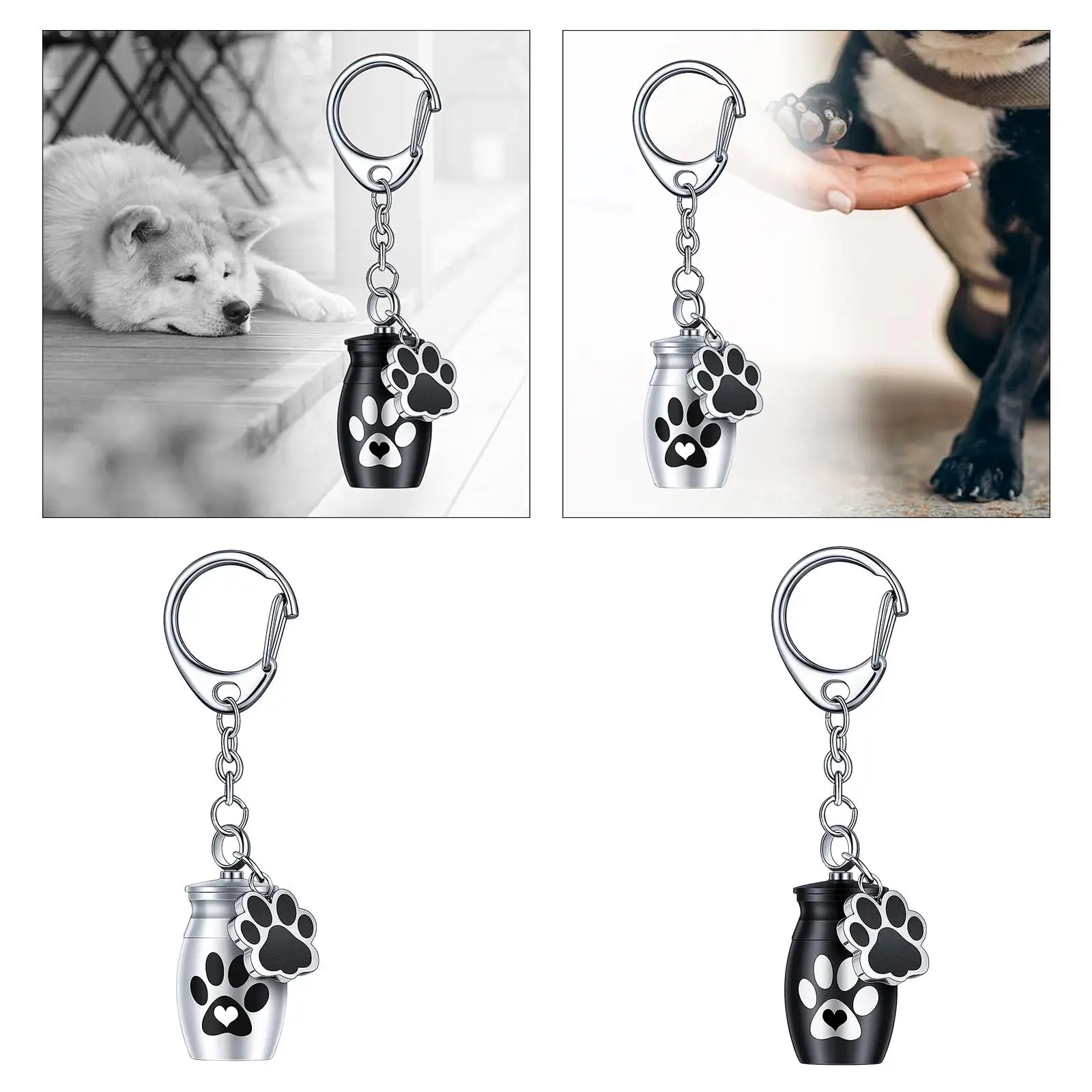 Keychain Pet Urn Durable Pet Hair Storage Jar Cremation Jewelry Pendant for Funeral for Rabbit Bunny Puppy Kitten