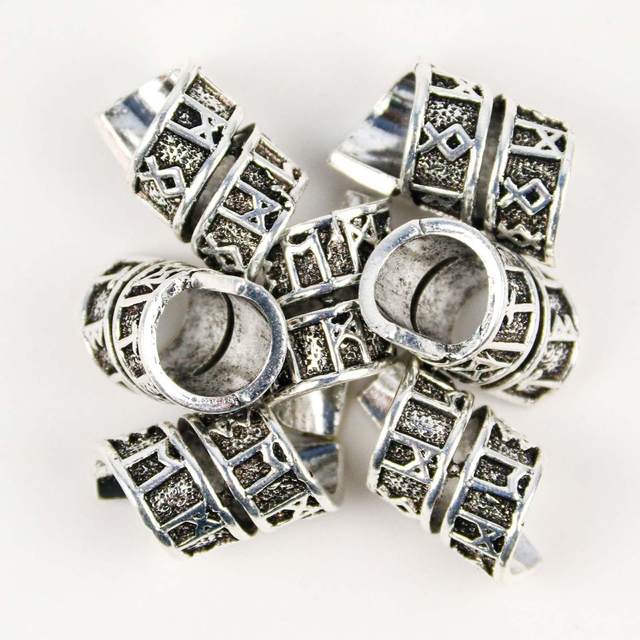 20 Pieces Beard Beads Hair Beads Runes Alloy Spiral Dreadlocks Beads for Braiding Hair Decoration Accessories Jewelry
