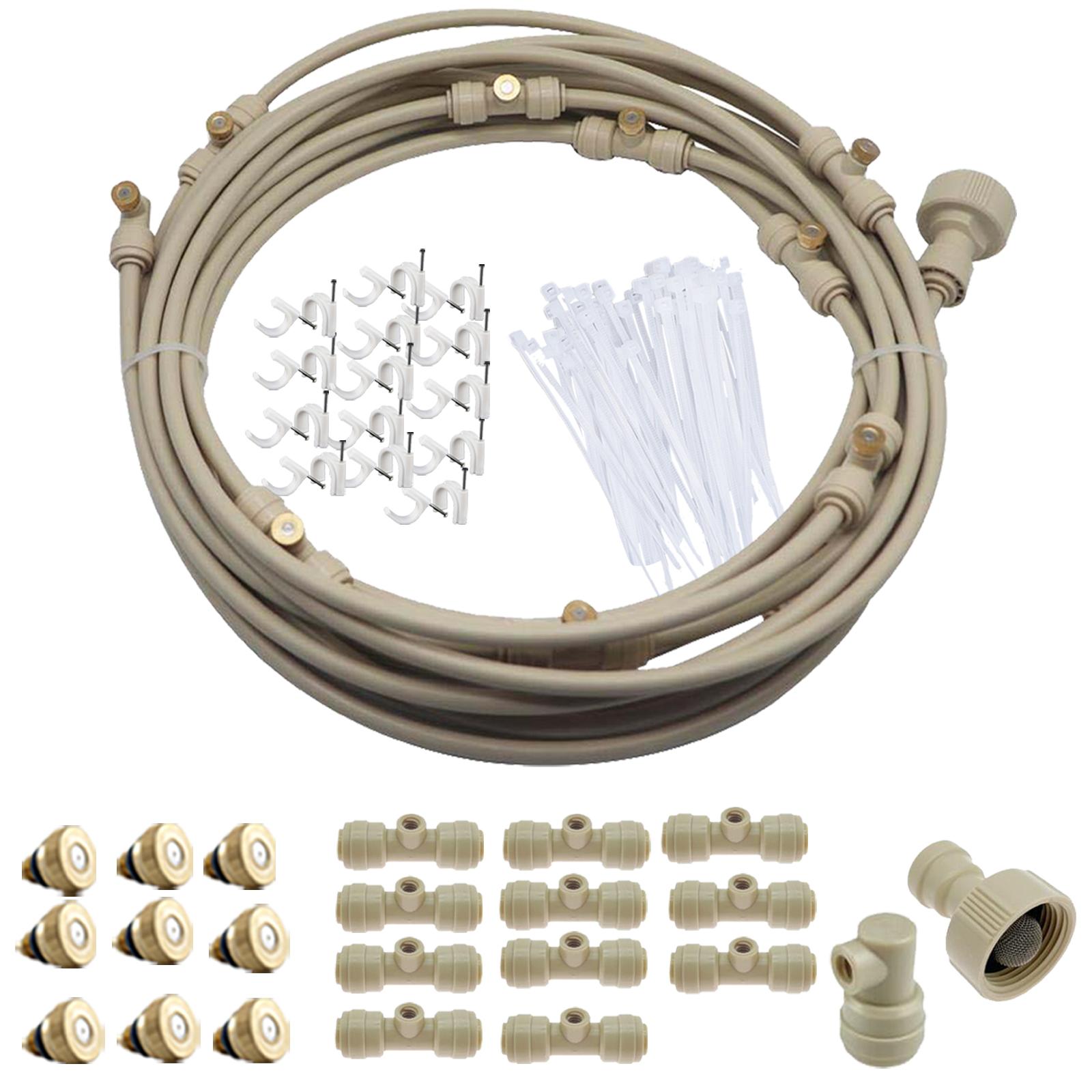 Patio Misters Water Spray Cooler Mist Nozzles Misting Line Misting Cooling System Kit for Backyard Trampoline Yard Lawn Planter