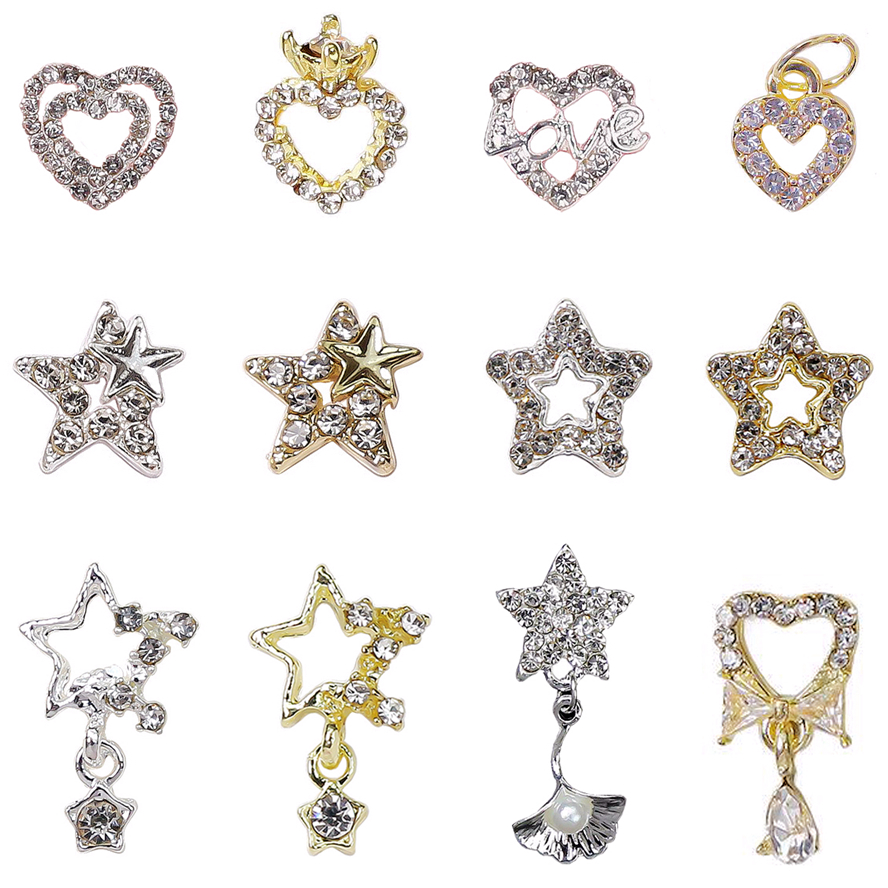 Best of 10PCS Hollow 3D Alloy Stars Heart Nail Frame Charms Rhinestones Pendant Kawaii Jewelry Accessories Nails Decoration Supplies Reviews & Tips