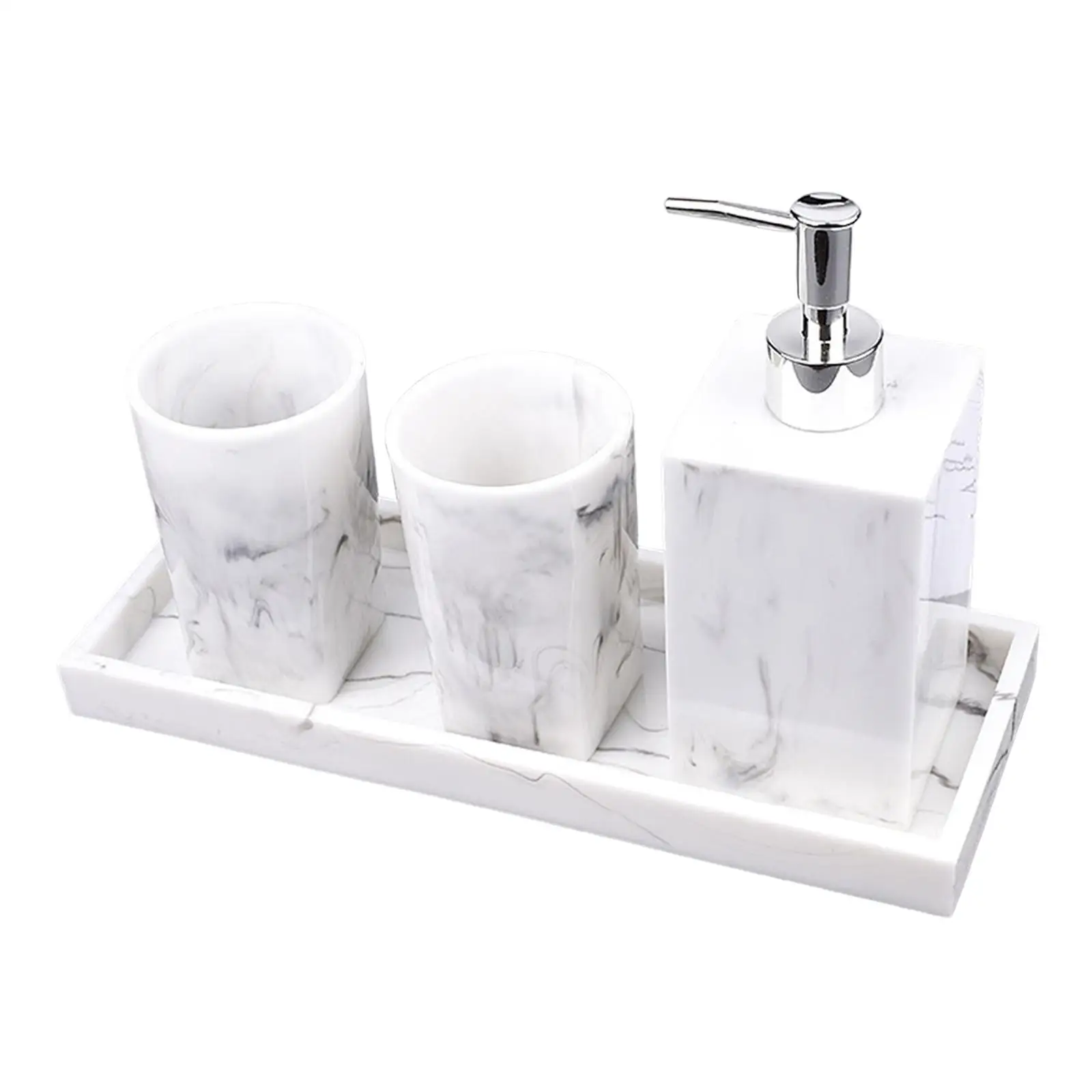 Bathroom Accessories Set Lotion Bottle Tray Refillable Essential Set for Bathroom Counter Hotel Apartment Easy Clean Sturdy