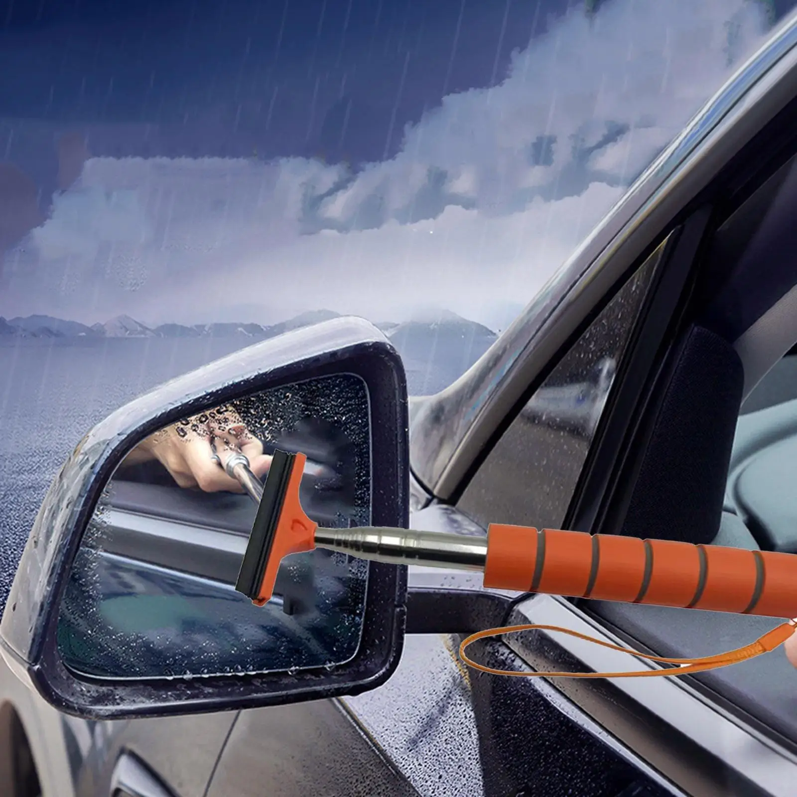 Car Rearview Mirror Wiper Portable for Rainy Foggy Weather Snow Brush Shovel