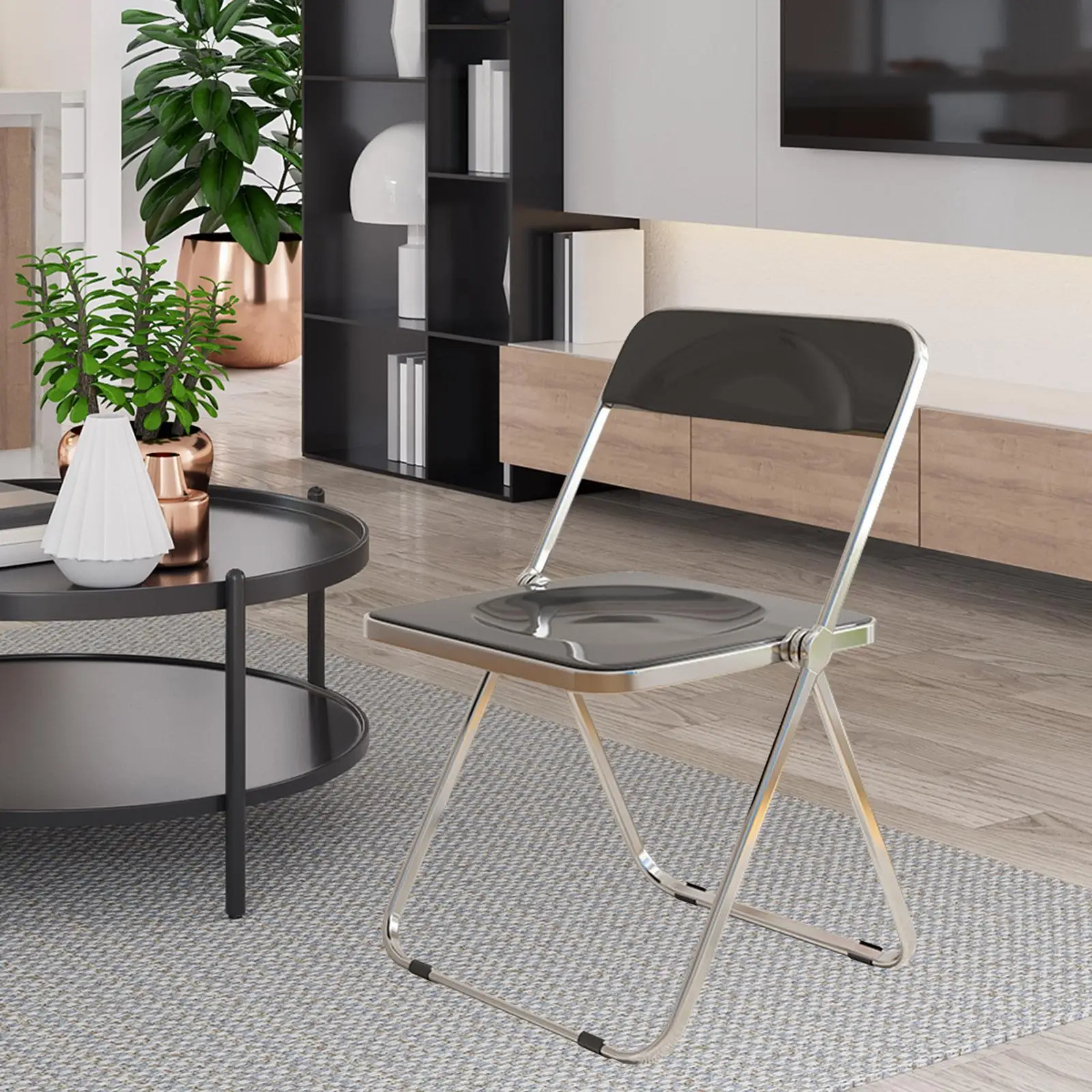 Acrylic Folding Chair Steel Frame Furniture Clothing Store Photo Chair Makeup Chair for inside Dining Room Office Home