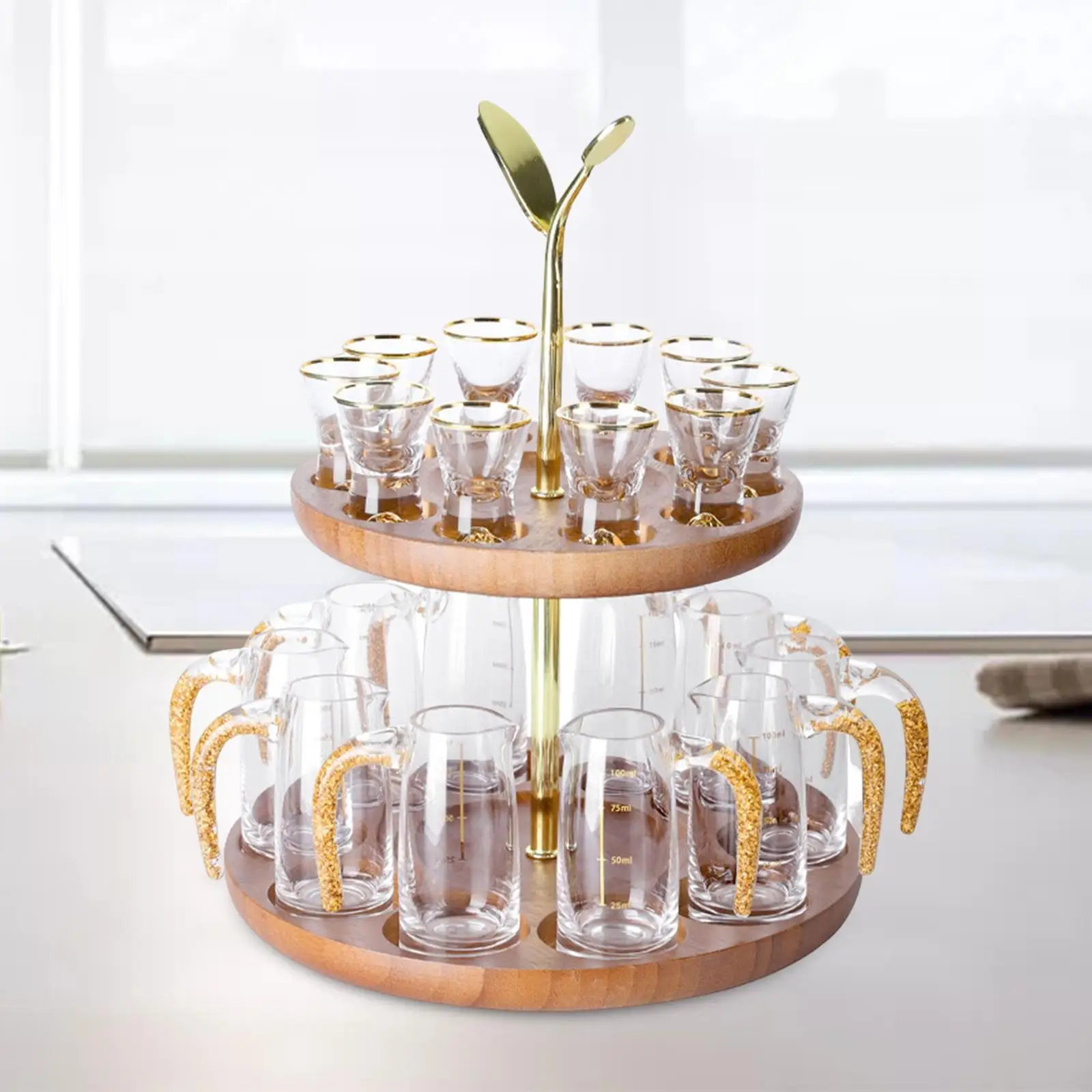 Drinking Cup Rack 2 Tiers Cup Drying and Serving Rack for Pantry Counter Bar
