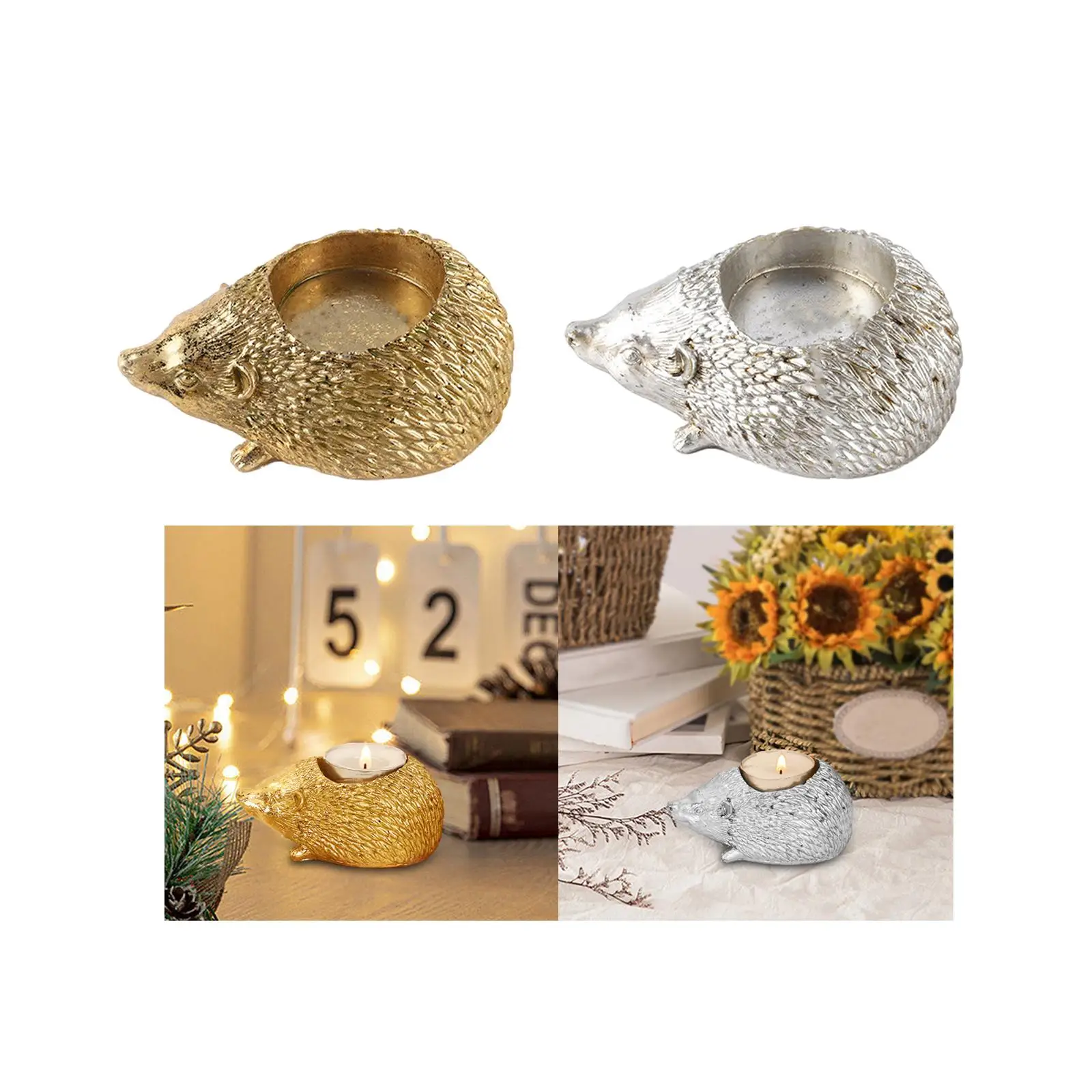 Hedgehog Candlestick Creative Tea Light Holder Vintage Candle Holder for Dining Room Candelabra Living Room Farmhouse Decoration