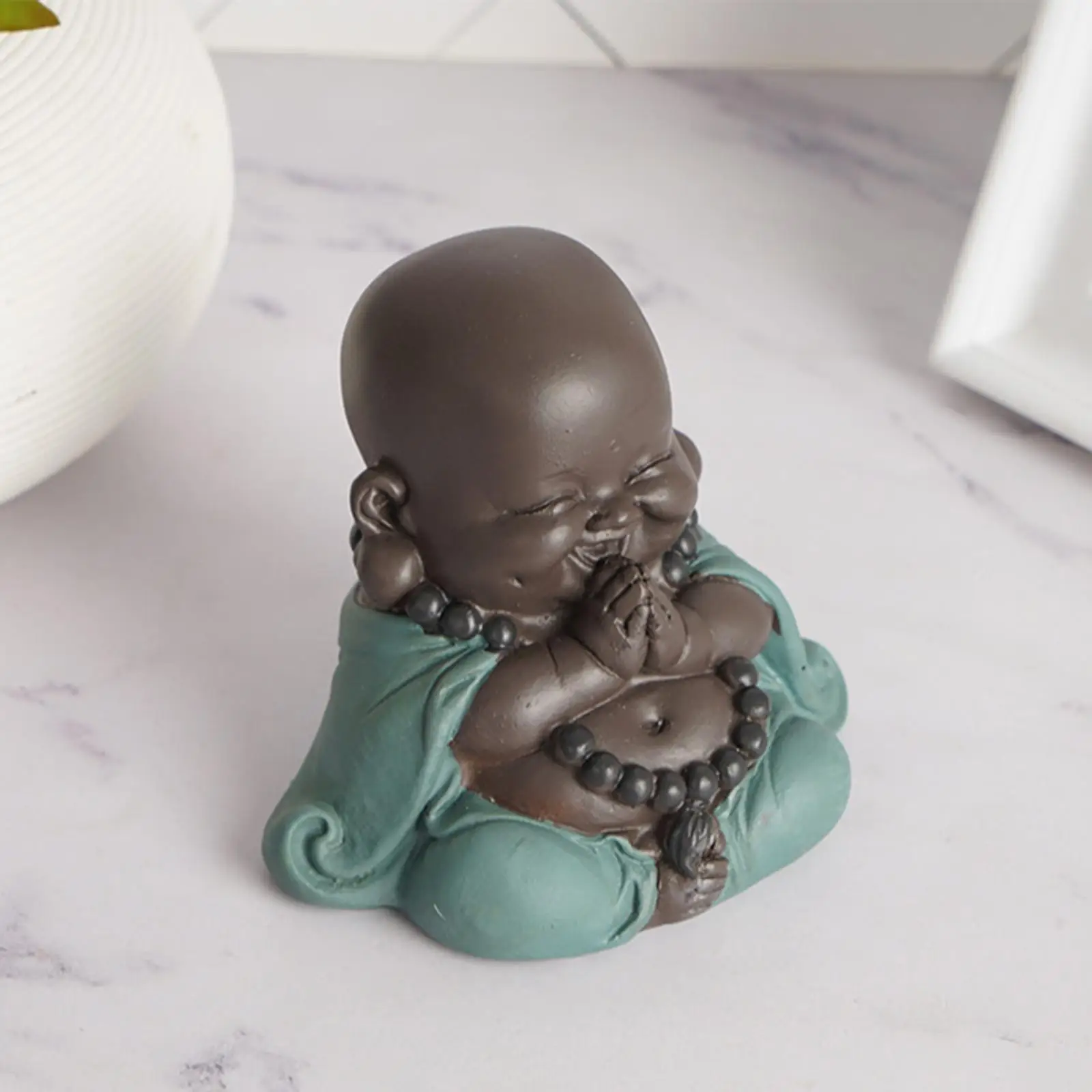 Smiling Buddha Statue Ornaments  for Car Dashboard Decor Collectible