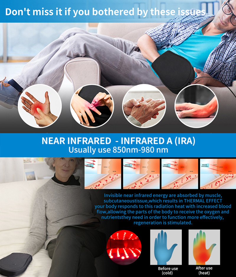 Red & Infrared Light Therapy Device for Hand Pain Relief Near Infrared Mitten Glove for Arthritis Fingers Double Side LED 880NM