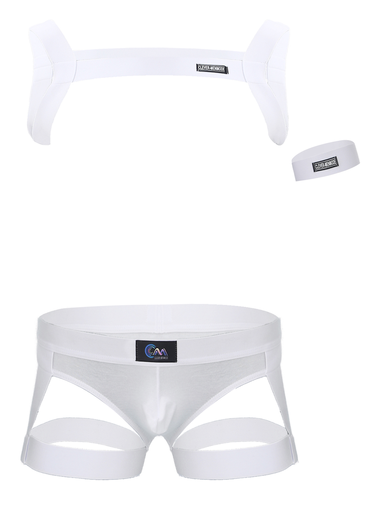 Description Picture 5 of itemMen's 2 Piece Stretchy Body Chest Harness Garter Belt Boxer Briefs Jockstrap Underwear Athletic Supporter Suspender Bodysuit