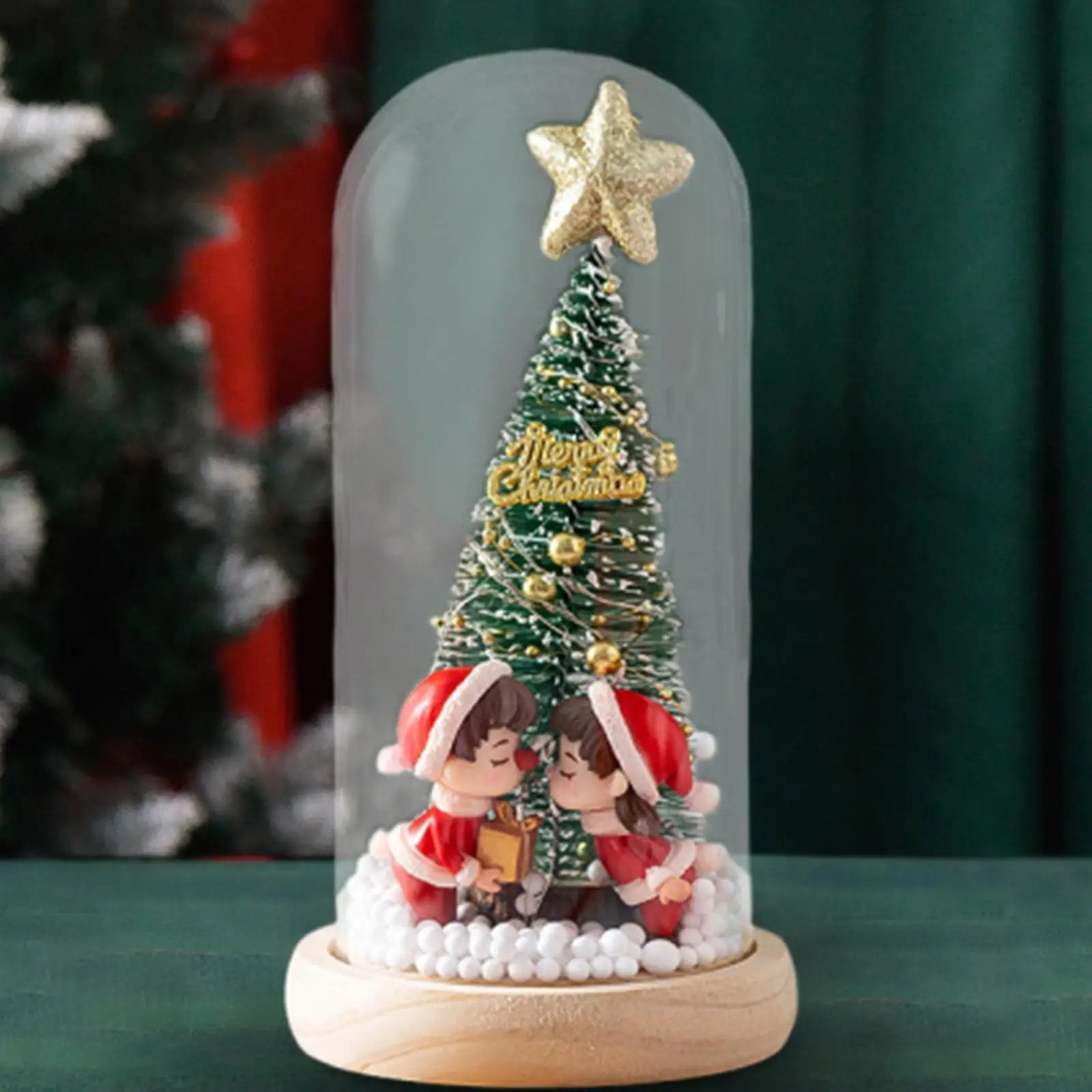 Tabletop Mini Christmas Tree with LED Small Simulation Christmas Ornament Crafts for Party Supplies Office Holiday Desktop Gifts