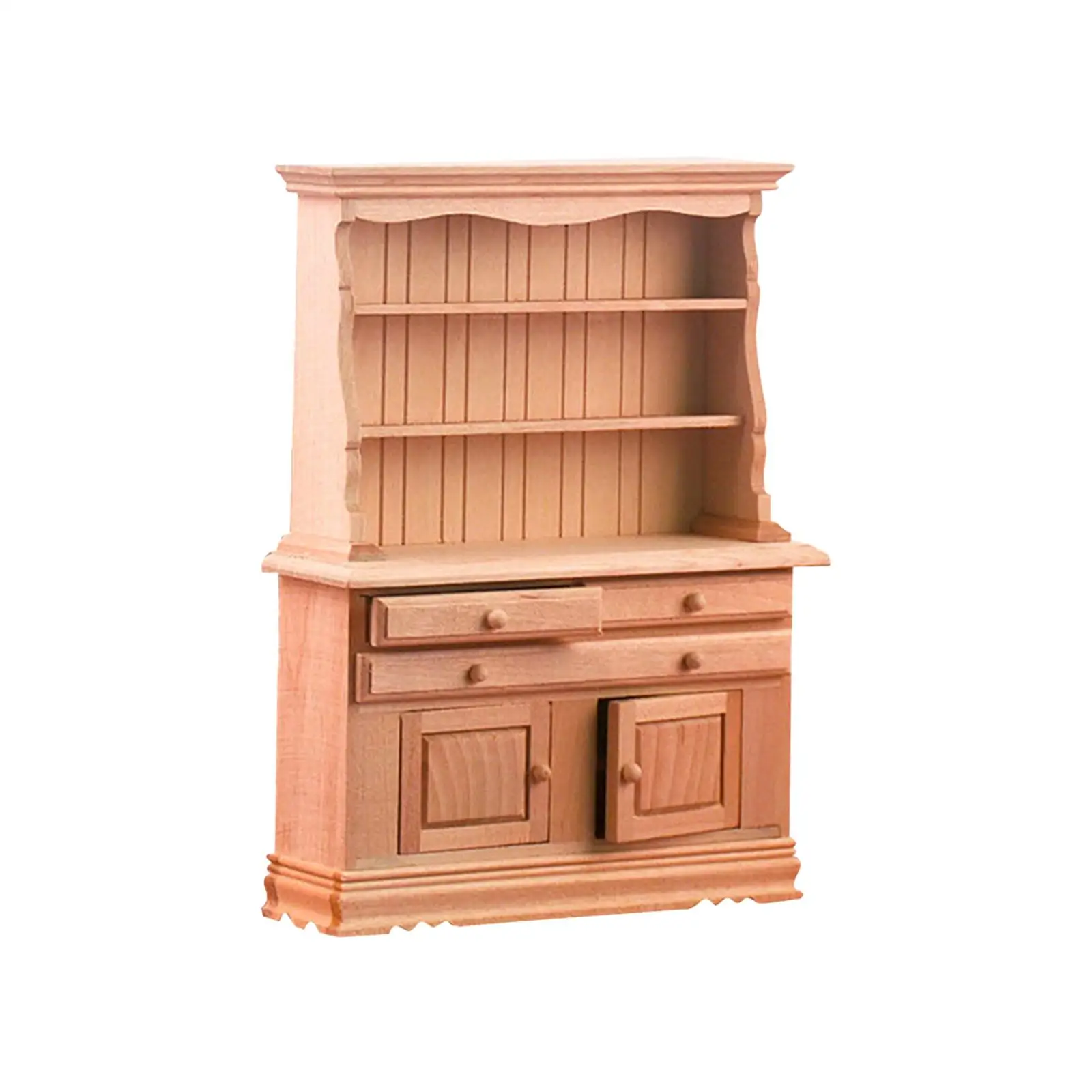 Wooden Dollhouse Display Cupboard Mini Furniture Bookcase Dollhouse Furniture for Holiday Gifts