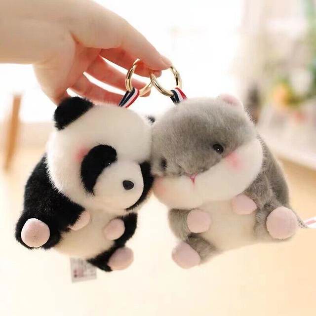 FUNNYFAIRYE Plush Panda Keychain, Big Eyes Panda Keyring Doll Cute Bag  Accessories Car Key Chain Decorations 