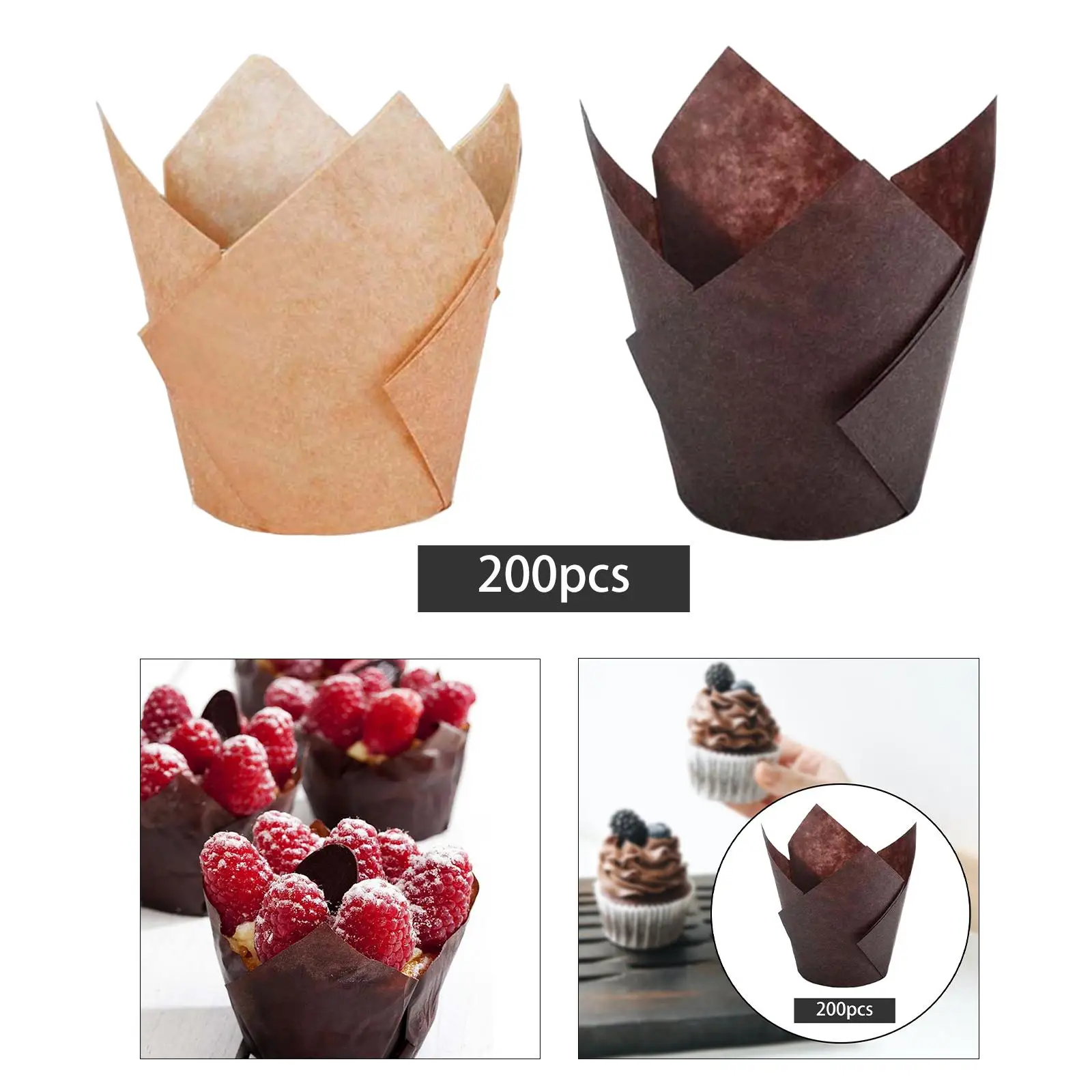 200Pcs Paper Cups Artistic Floral shape Avoid Penetrate High Temperature Resistance Dessert Cups for Ice Cream Shops Restaurants