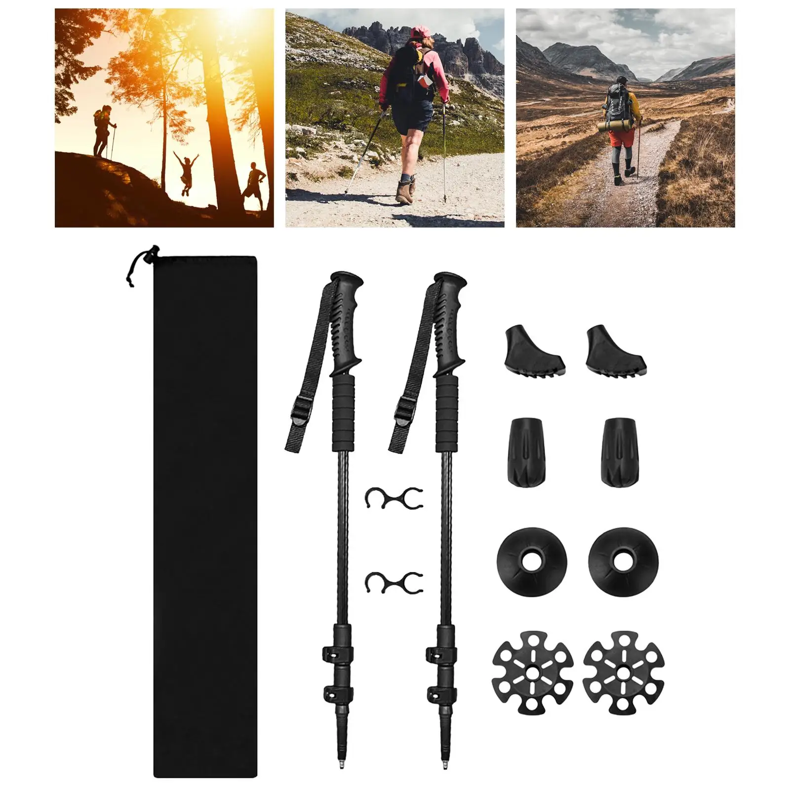 2 Pieces Mountain Trekking Poles Telescopic Walking Cane for Hikers Walkers