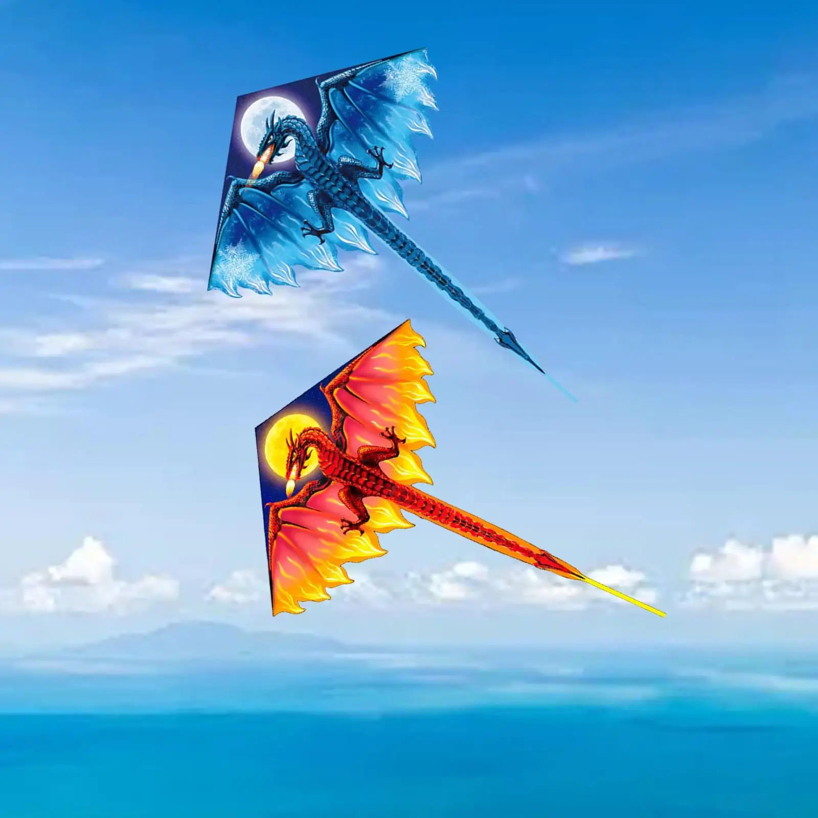 Large Spring Kite Easy to Fly Funny Colorful 3D dragon Animal for Family Game Windy Day outdoor Beach