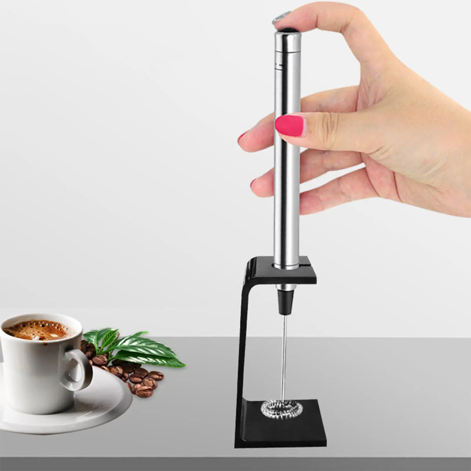 Electric Milk Frother with Stand Mini Stirrer Egg Beater Battery Operated Coffee Frother for Cappuccino Matcha