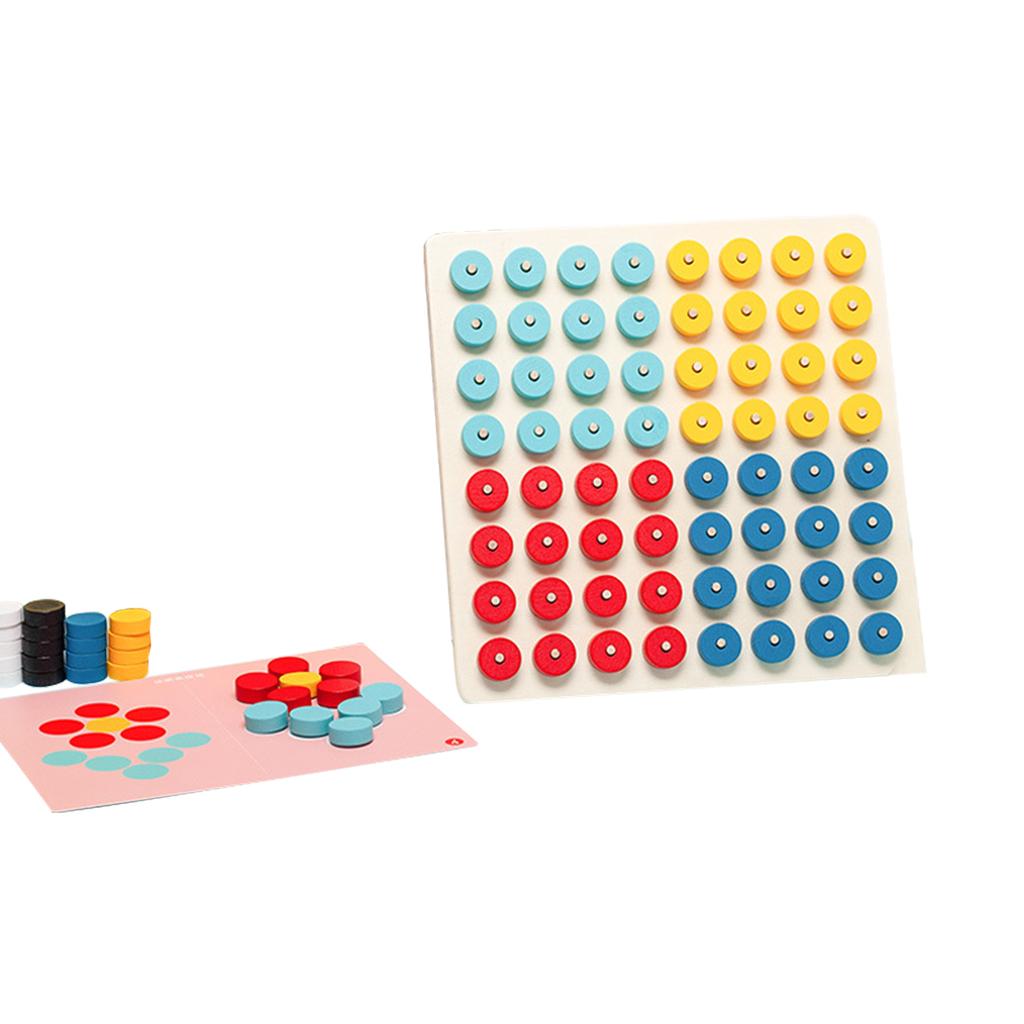 Wood Color Assorting Stacking Pegs Develop Matching Interactive Puzzles Toy