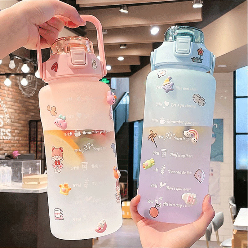 Gradient Color Water Bottle with Time Scale 68oz (2L) – LoliFairies ...