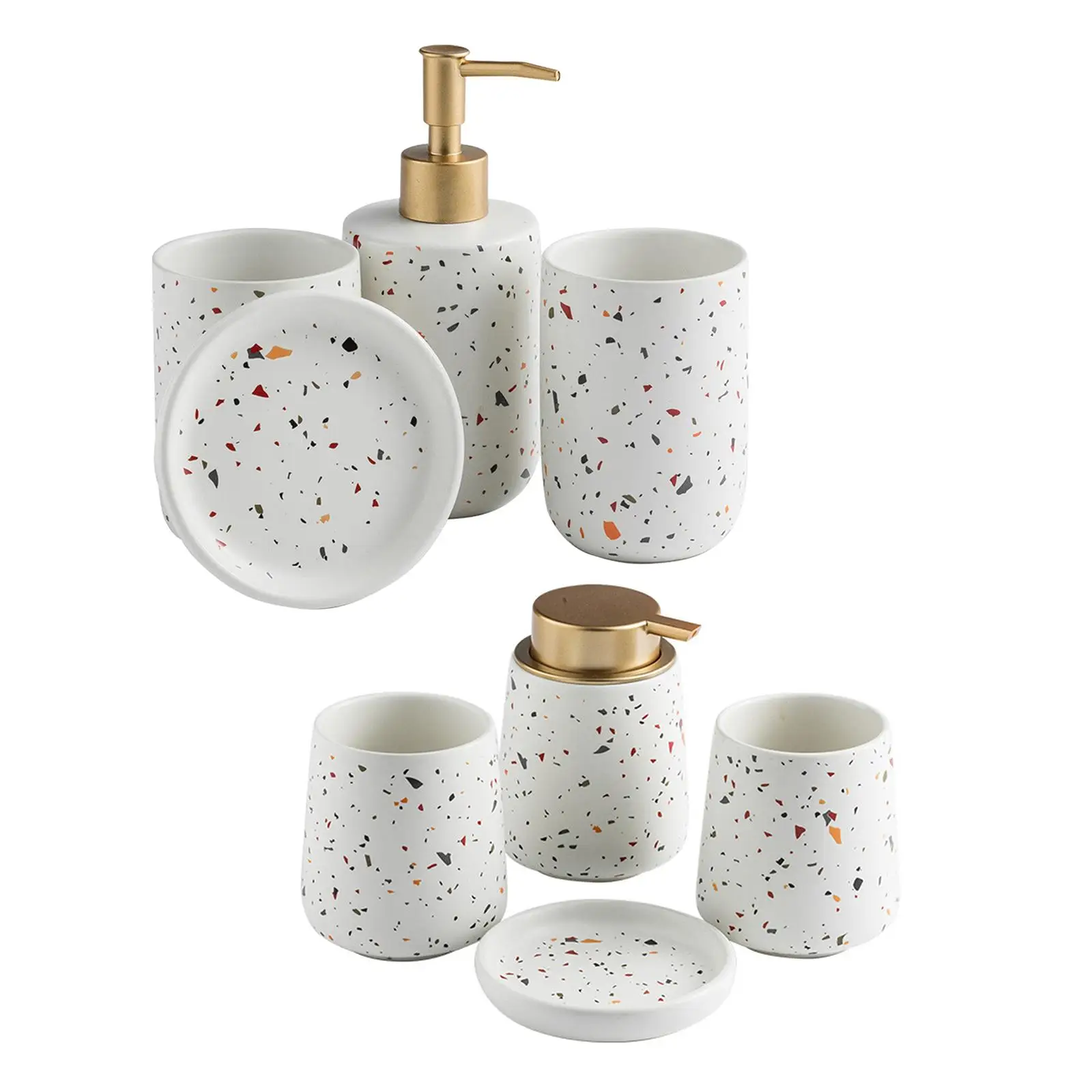 Ceramic Bathroom Accessories Set, Toothbrush Cup Soap Dish Lotion Bottle Mouth Cup Bath  Stuff for Bathroom Decoration