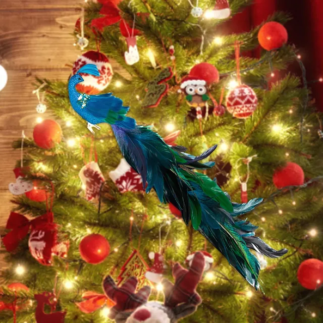 Turquoise Peacock Ornament Christmas Decorations Handmade Craft Clip On