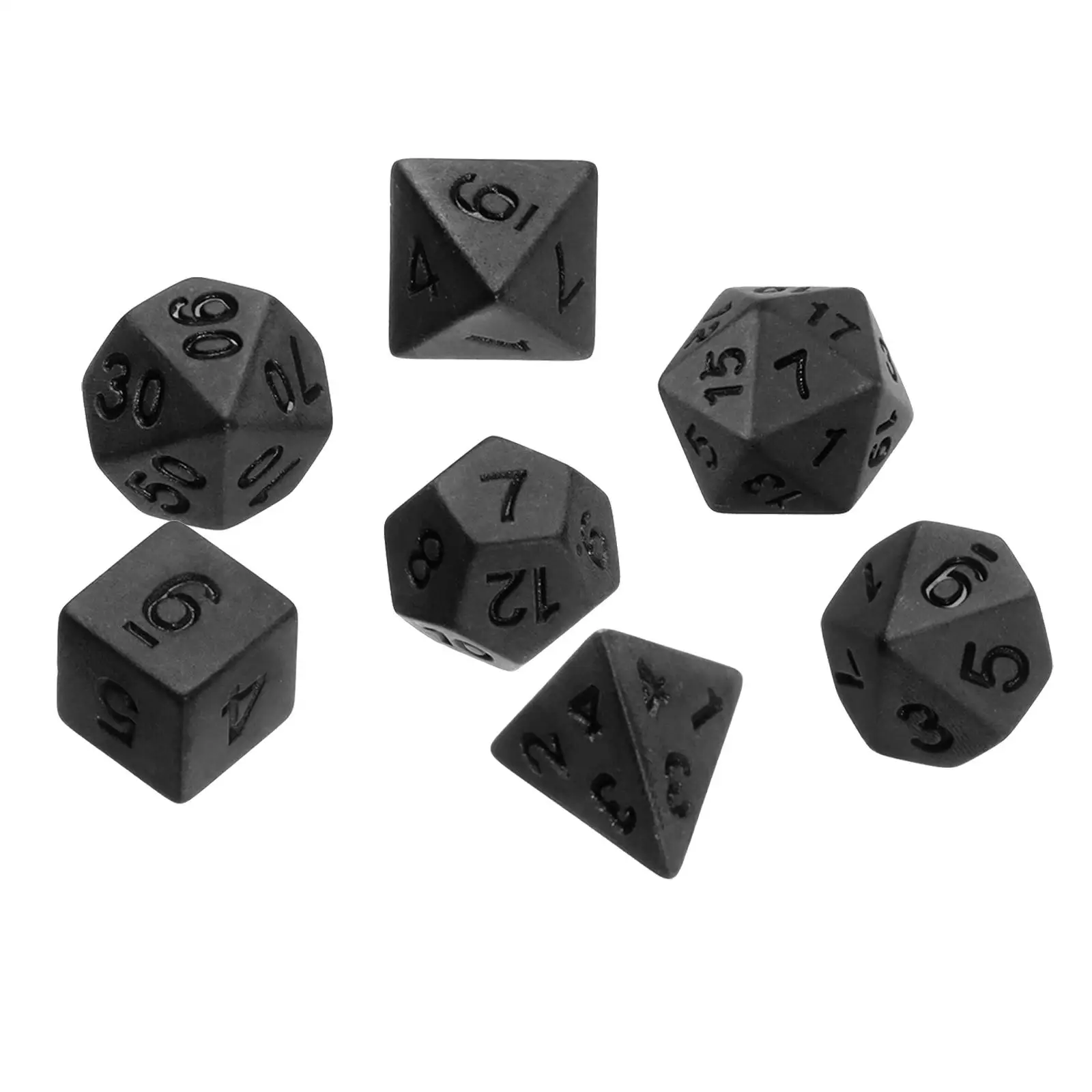7 Pieces Polyhedral Dice black Multi Sided RPG Dices for Entertainment