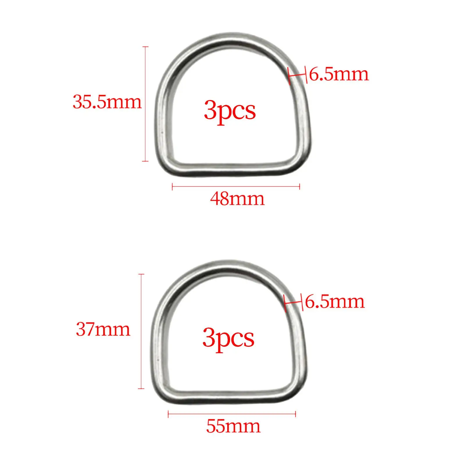 3 Pieces Metal D Ring Sturdy Fasteners for Harnesses Dog Collars Backpacks