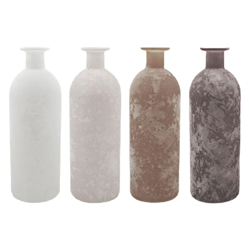 4Pcs Nordic Style Marbled Glass Vase Set Floral Pot Tabletop Home Artistic