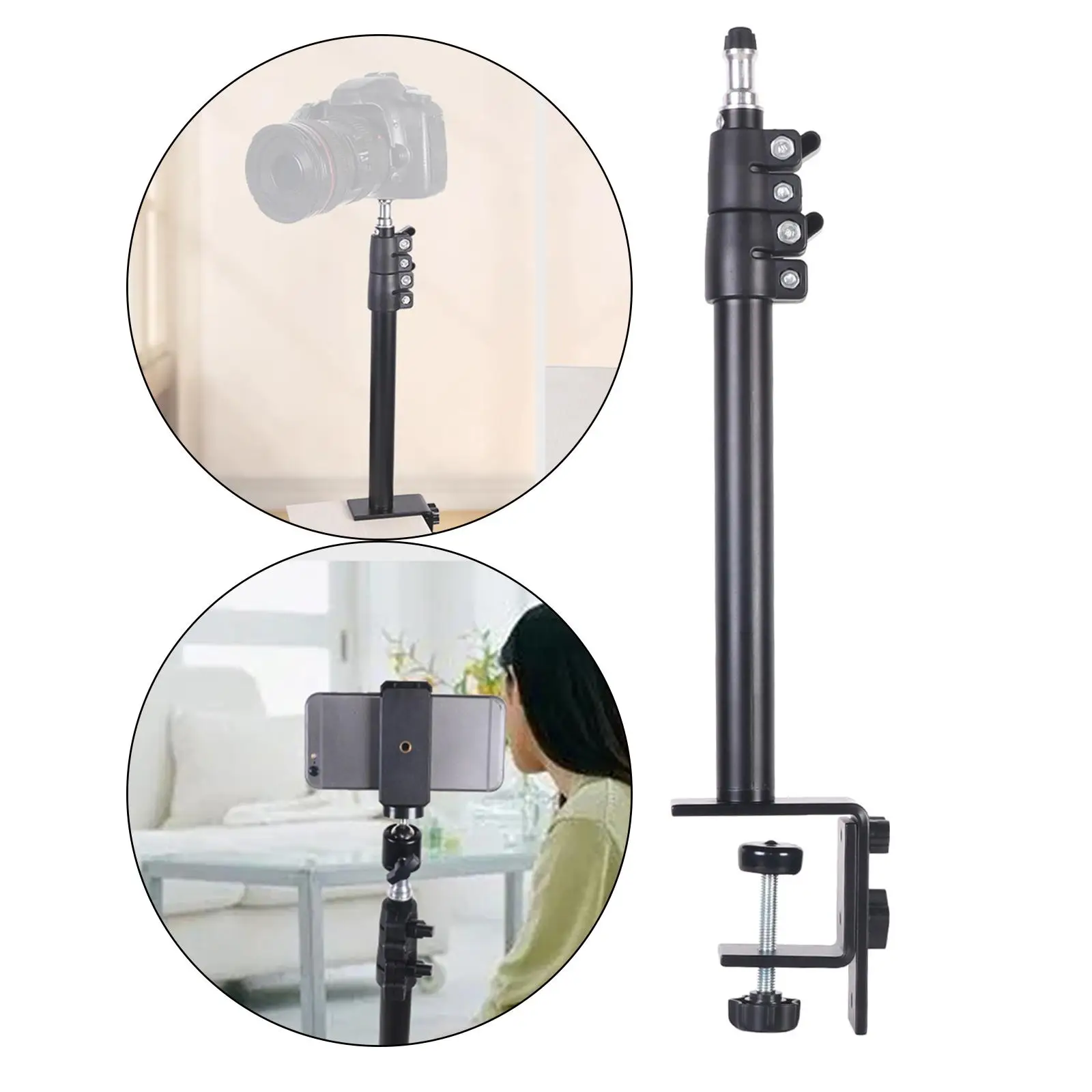 Desk Mount Stand Tabletop L clamp Mounting Adjustable Table Stand Aluminum for DSLR Camera light Panel Light Mic
