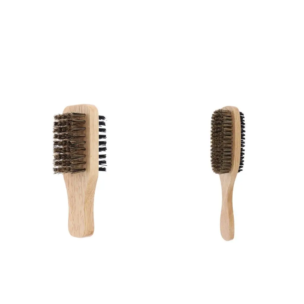 2Pcs Men`s Bristles  Grooming Smoothing Brush W/ Wood Handle
