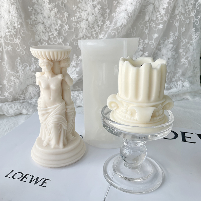 Description Picture 5 of itemRetro Roman Column Candle Mold DIY Portrait Silicone Mold Venus Goddess Human Body Plaster Mold Making Candle Vintage