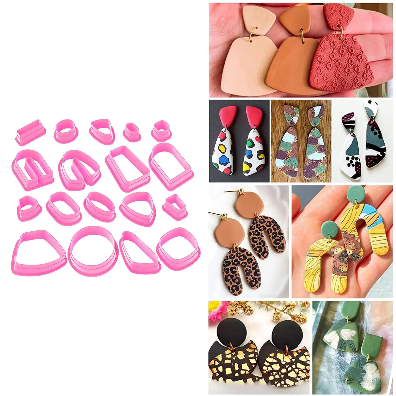 18x Polymer Clay Cutters Earring DIY Accessories Shapes Clay Cutting Tools