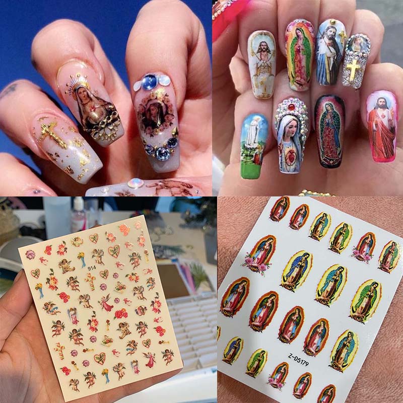 Best of 1Sheet Nail Art Stickers Adhesive Virgencita Decal, 3D Virgin Mary Angel Cupid Nail Slider, Jesus Christ DIY Manicure Nail Decor* Reviews & Tips