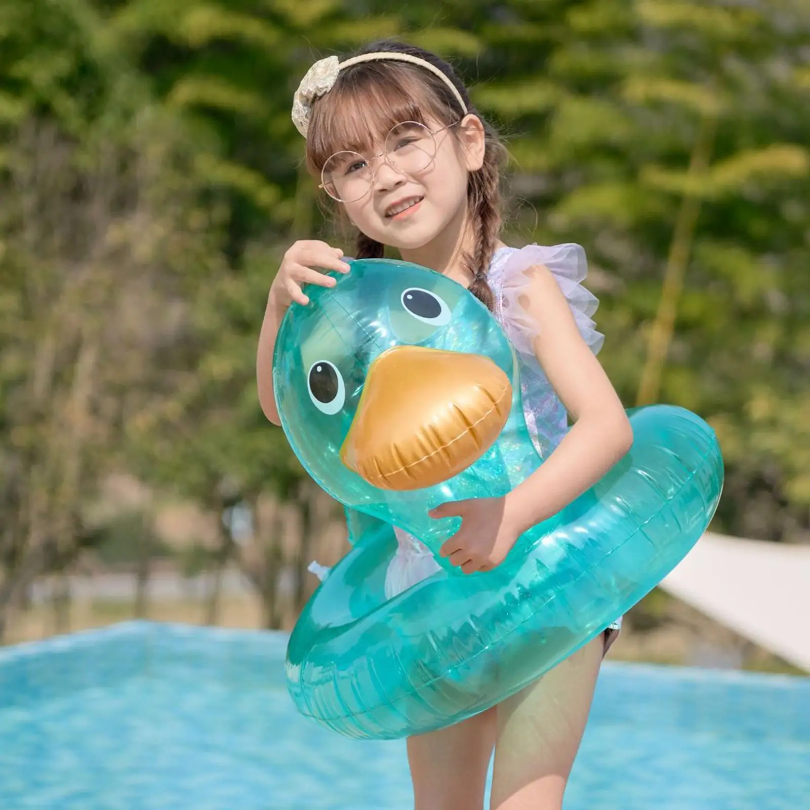 Inflatable Swimming Float Ring Cute Lightweight Toys Floating Durable Soft Duck for Pool Parties Lake Babies Toddlers Children