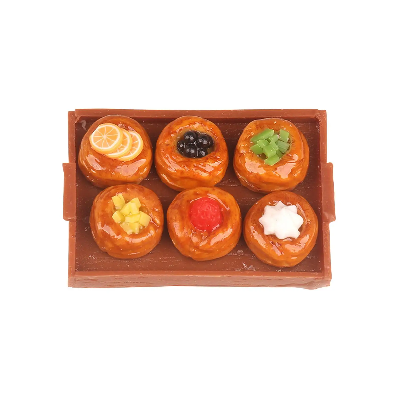 Dollhouse Bread with Tray Miniature Foods 1:12 Kitchen Accessory