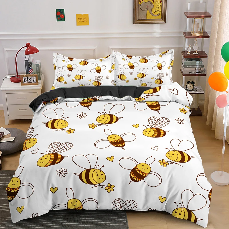 Luxury 3D Cute Bee Print Bedding Set
