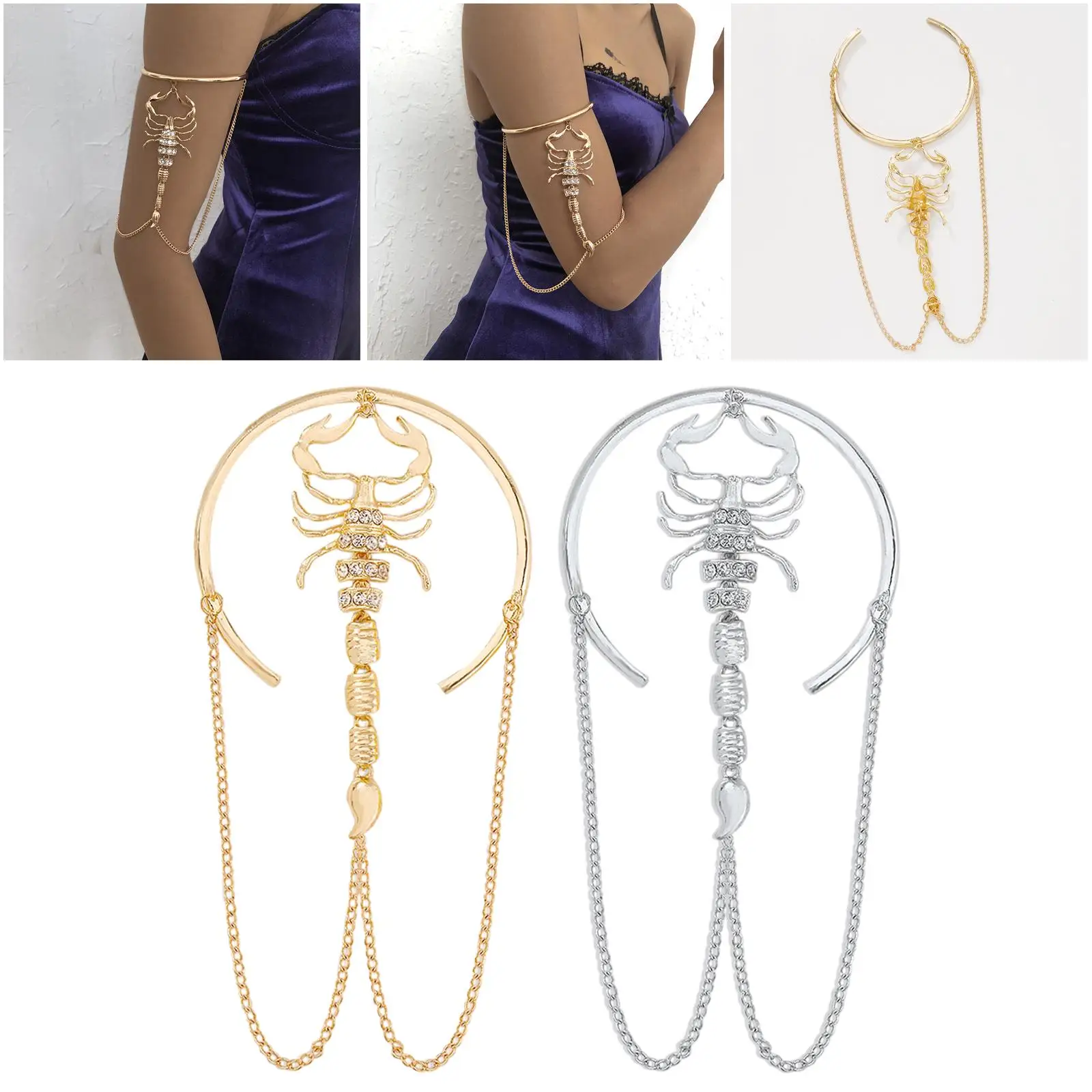 Metal Scorpion Armlet Bracelet Chain Wrap Open for Girls Armband Jewelry