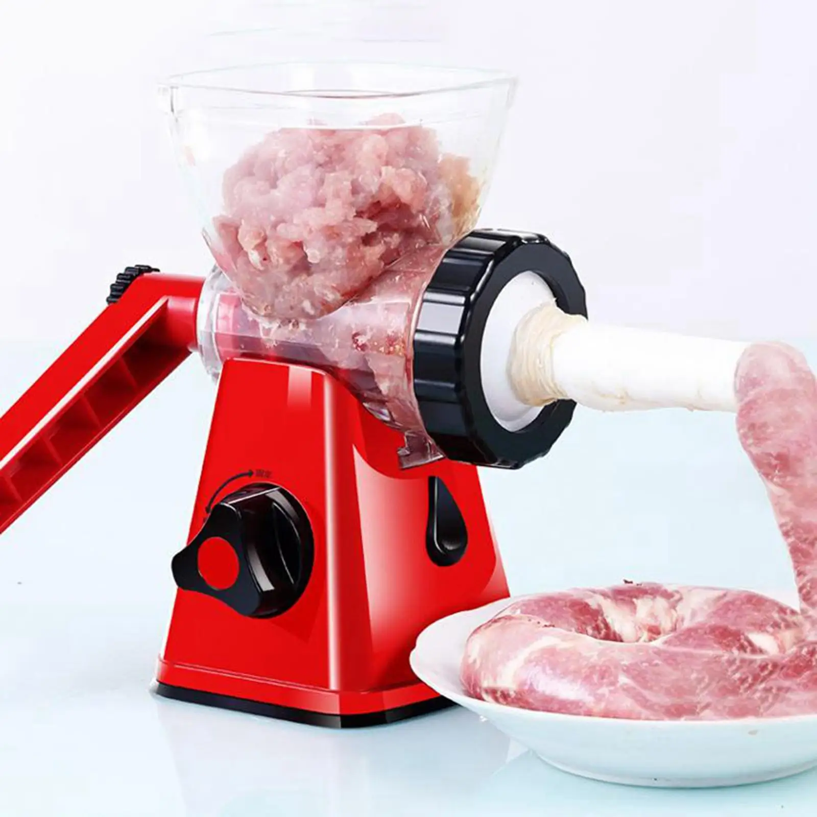 Stainless Steel Manual Meat Grinder Sausage Stuffer Hand Cranked Sausage Filler Chicken Mincer Manual Food Grinder