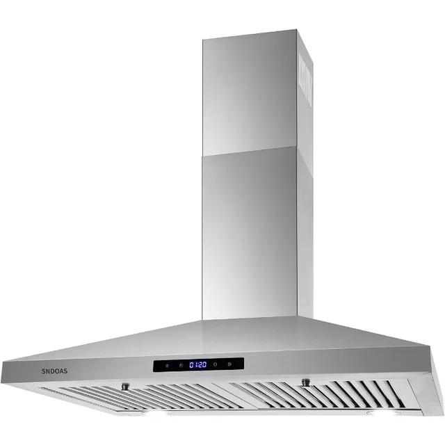 SNDOAS Range Hood 30 inches,Stainless Steel Wall Mount Range Hood,Vent Hood 30 inch w/Touch Control,Ducted/Ductless Convertible,Chimney-Style Over
