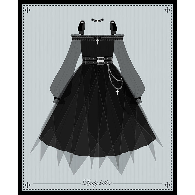 Original Op Gothic Style Lolita Bow Midi Dress Summer Ladies 2023