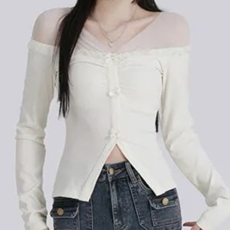 decote em v moda simples fino ulzzang