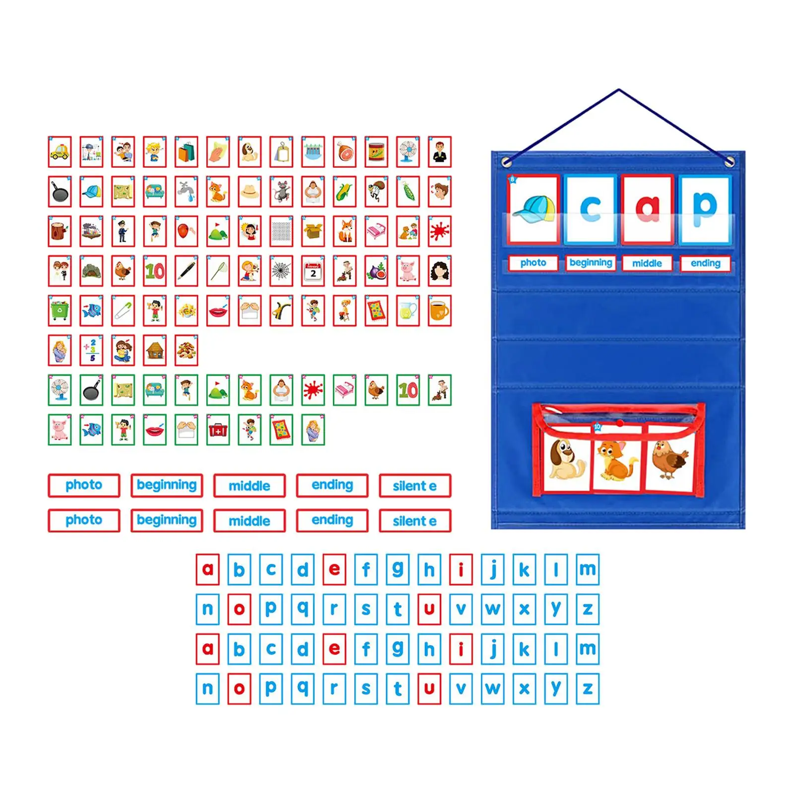 Word Building Chart Wall Hanging or Desktop Teaching Material Montessori Toy Word Reading and Spelling for Kindergarten groups