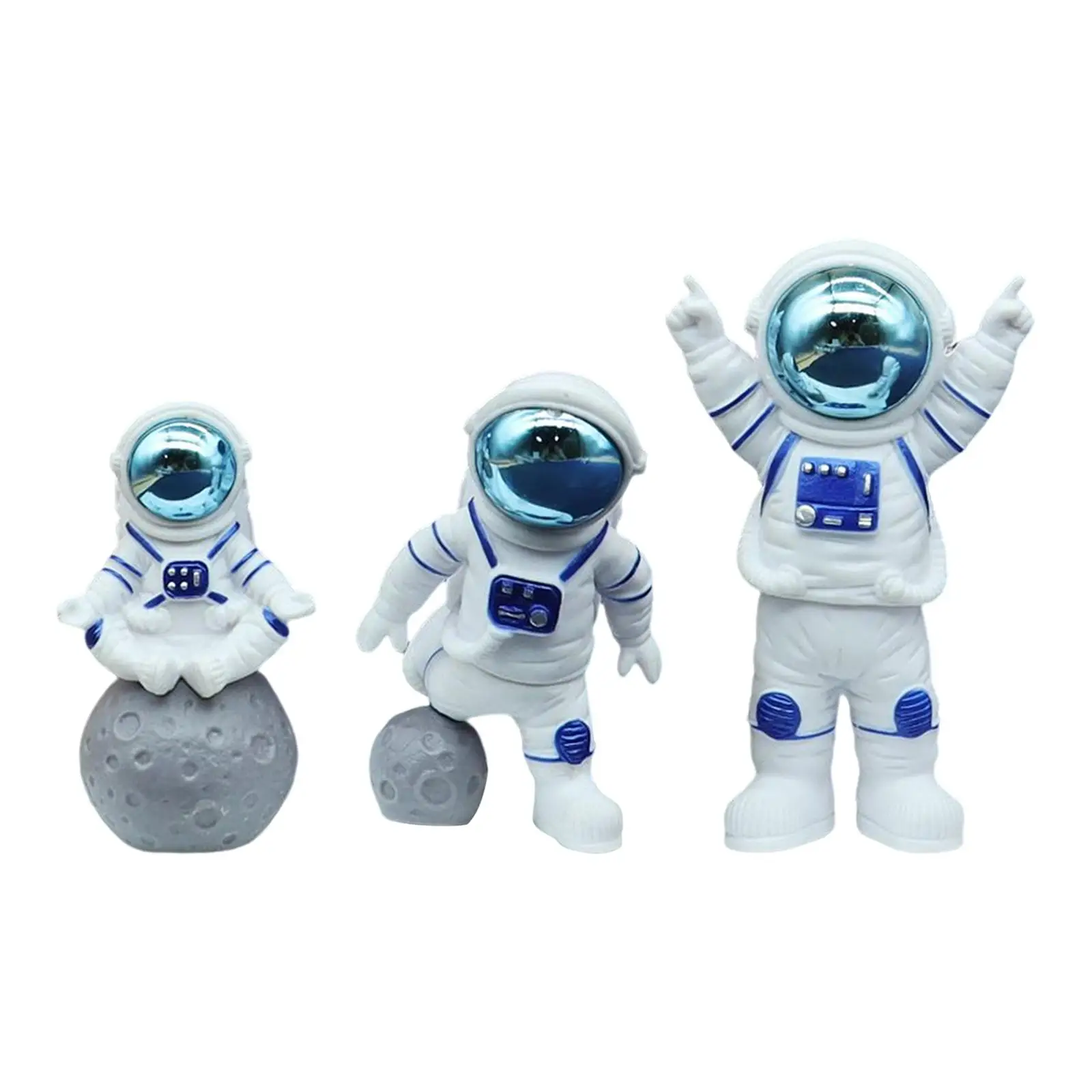 3Pcs Astronaut Statues spaceman Toys Spaceman Ornaments Astronaut Cake Toppers for Bookshelves Car Dashboard decor Crafts