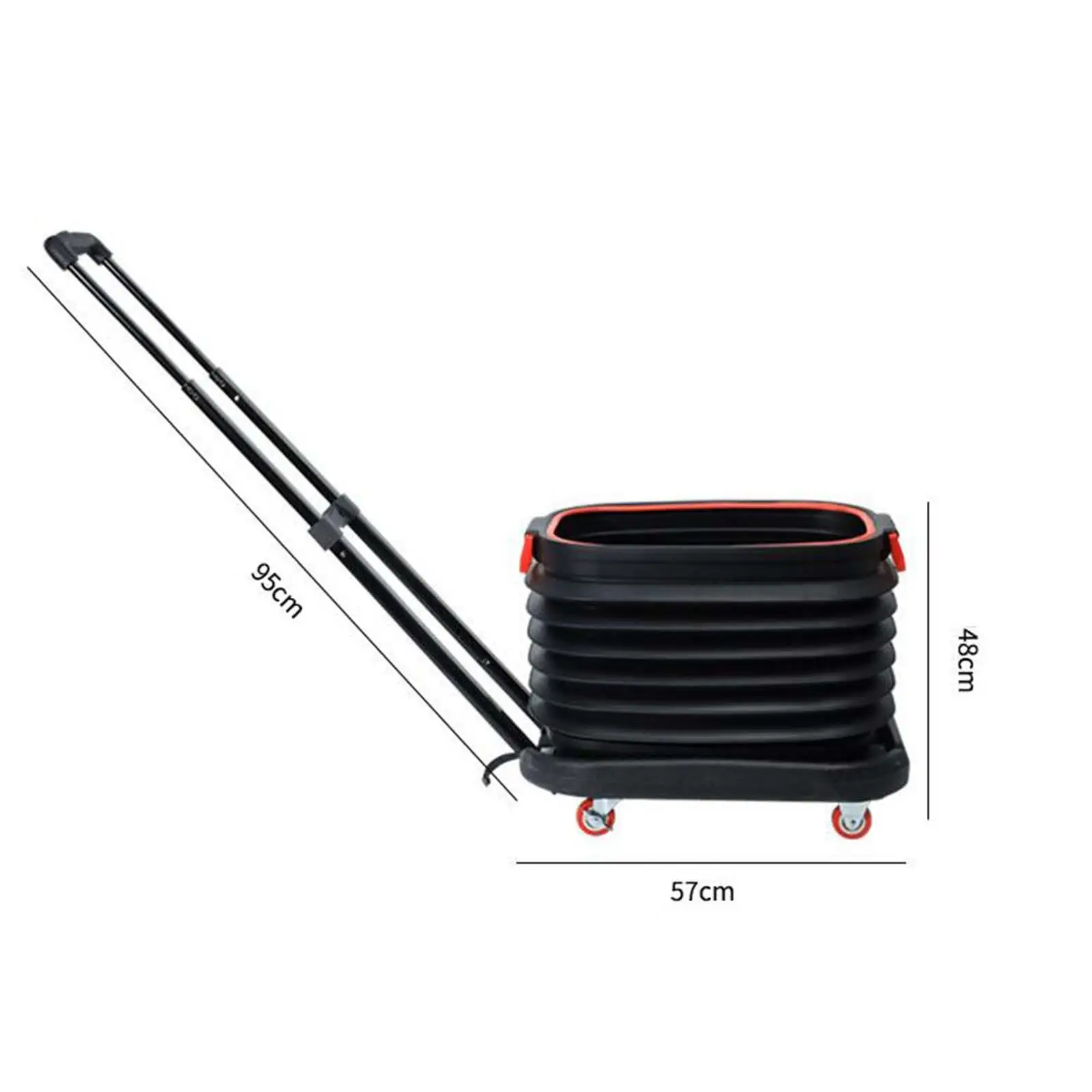 Collapsible Car Bucket Fishing Basket with Wheels 37L Trolley Durable Professional Portable Car Bin Telescoping Aluminum Handle