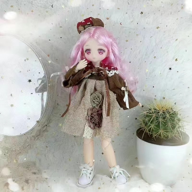 30cm Kawaii BJD Doll Girl 6 Points Joint Movable Doll with Fashion Clothes Soft Hair Dress Up Girl Toys Birthday Gift Doll New